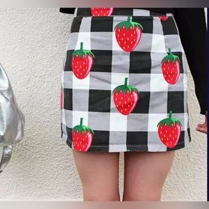 Lazy Oaf Strawberry Check Skirt